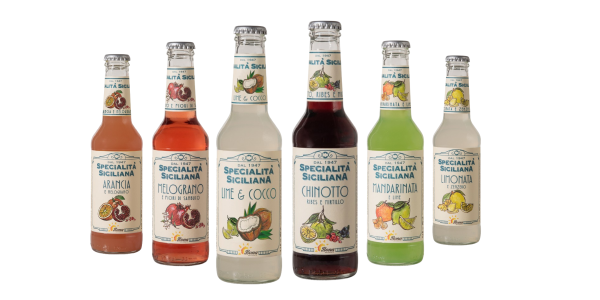 Specialita Siciliana Mandarin & Lime, Lime And Cocount, Lemonade And Ginger, Pomegranate & Elderberry Flowers, Arancia E Melograno, Chinotto Red Current & Blueberry Italian Soft Drink 275ml Each (Pack of 6) Online