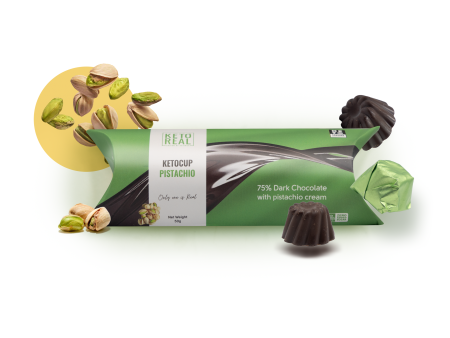 Keto Real Ketocup Pistachio, Sugar Free 75% Dark Chocolate With Pistacho Cream 50g Hot on Sale