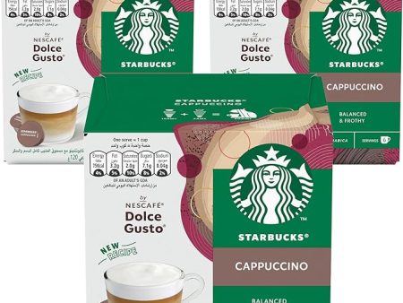 Starbucks Cappuccino by Nescafé Dolce Gusto Black 12 capsules 120g Each (Pack of 3) For Discount