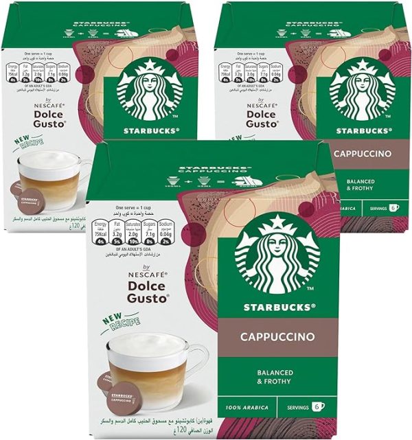 Starbucks Cappuccino by Nescafé Dolce Gusto Black 12 capsules 120g Each (Pack of 3) For Discount