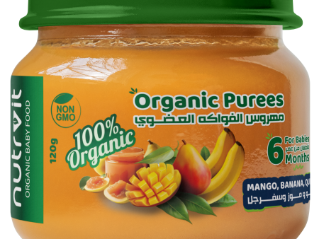 Organic Purees No added Sugar Mango, Banana, Quince Puree For Babies From 6 Months 120g Supply