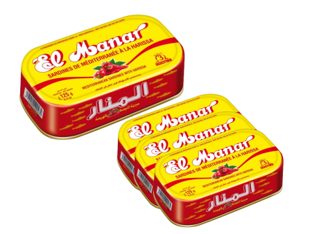 El Manar Mediterranean Sardines With Harissa 125g Each (Pack of 12) For Cheap