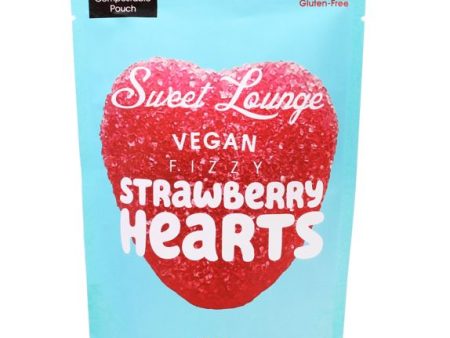 Sweet Lounge Vegan Fizzy Strawberry Hearts Pouch 130g Online now