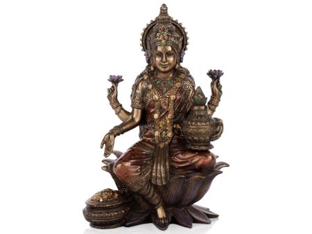 Lakshmi Idol Sitting On Lotus - 7 x 4 Inches | Resin Statue  Laxmi Idol  Lakshmi Murti for Pooja Online