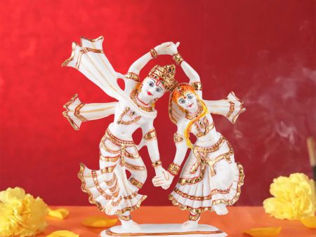 Dancing Radha Krishna Murti - 9 x 7.5 Inches | Resin Statue  Painted Radha Krishna Idol for Pooja Fashion