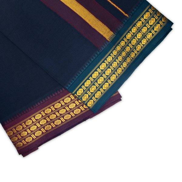 Veshti - 2 Mtrs | 3 Line Rudraksha Border Dhoti  Black Colour Vesti for Men Cheap