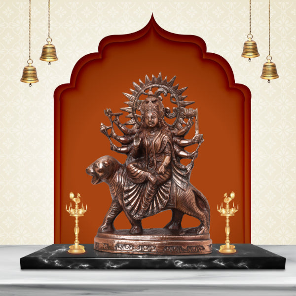 Durga Murti - 18 Inches | Durga Statue  Copper Idol  Durga Maa Idol for Pooja  2.240 Kgs Approx Fashion