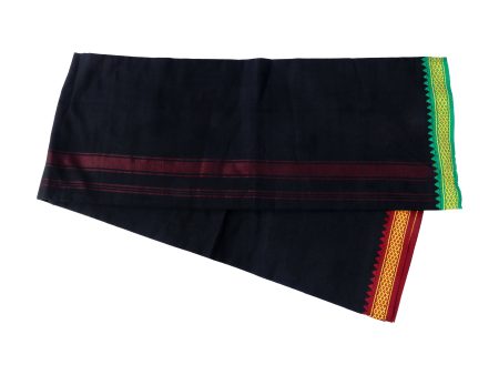 Veshti - 2 Mtrs - Black | Thalapathi Border Design Vesti  Dhoti for Men  Assorted Colour For Cheap