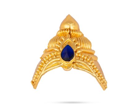 Half Kireedam - 2.5 x 2.5 Inches | Gold Polish Half Kiridam  Mukut  Single Stone Half Crown for Deity Online Sale