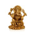 Ganesh Murti Sitting On Lotus - 4.5 x 4 Inches | Antique Brass Idol  Ganpati Murti for Pooja  1.005 Kgs Approx Supply