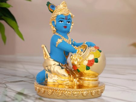 Butter Krishna Idol - 4 x 3 Inches | Krishna Statue  Ceramic Sculpture for Pooja  235 Gms Approx Sale