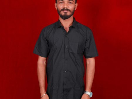 Shirt - 42 Inches | Half Sleeves Formal Shirt  Black Colour Half Hand Casual Shirt for Men Online now