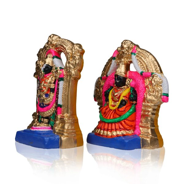 Balaji Perumal Thayar Clay Golu Bommai Pair - 10 x 9 Inches | Giri Golu Doll Navaratri Golu Bomma Gombe Bommai Online