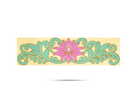 Rangoli Sticker - 5 x 18 Inches | Lotus Design Kolam Sticker  Velvet Muggu Sticker for Pooja  40 Gms Approx Online now