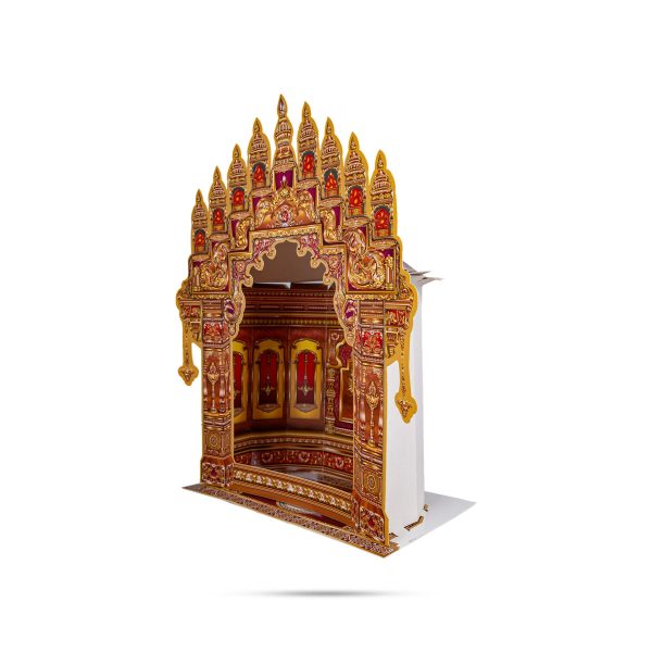 Ganpati Decoration Mandir - 11 x 9 Inches | Copper Temple Design Paper Mandir  Eco Friendly Mandir Decoration Hot on Sale