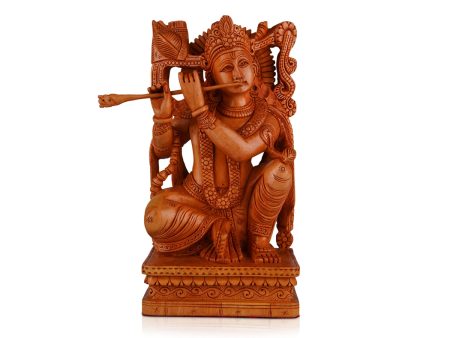 Krishna Murti - 8 x 4 Inches | Wooden Statue  Krishna Statue  Krishna Idol for Pooja Sale