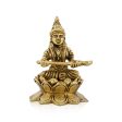 Annapurna Devi Sitting On Lotus Flower - 4 x 2.75 Inches | Antique Brass Idol  Annapurna Murti for Pooja  740 Gms Supply