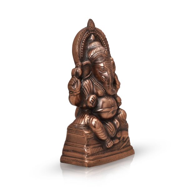 Ganesh Murti - 15 x 8.5 Inches | Copper Oxidised Ganpati Murti  Vinayaka Statue for Pooja  1.520 Kgs Approx For Discount