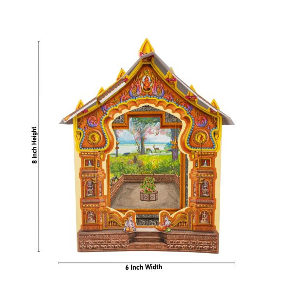 Ganpati Decoration Mandir - 8 x 6 Inches | Kokan Makhar Design Paper Mandir  Eco Friendly Mandir Decoration Online Sale