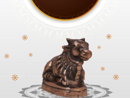 Nandi Statue - 6 x 7 Inches | Copper Idol  Copper Oxidised Nandhi Statue  Nandi Idol for Pooja Discount