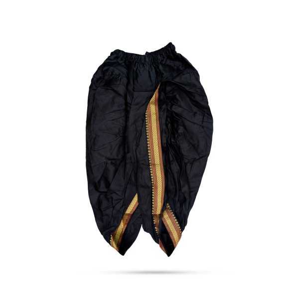 Readymade Panchakacham - Size 28 | Black Colour With Gold Border Design Readymade Dhoti  Panchakajam for Children Online now