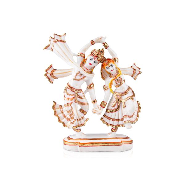 Dancing Radha Krishna Murti - 9 x 7.5 Inches | Resin Statue  Painted Radha Krishna Idol for Pooja Fashion