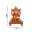 Ganesh Murti - 8 x 6 Inches | Wooden Statue  Ganapati Idol Sitting On Chowki  Vinayagar Statue for Pooja For Sale