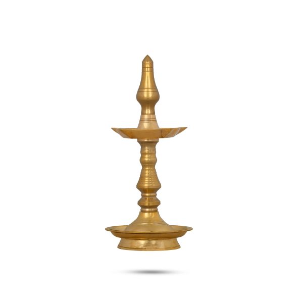 Kerala Lamp - 12 x 5.5 Inches | Brass Nilavilakku  Brass Kuthu Vilakku  Fancy Lamp for Pooja  1.160 Kgs Approx Sale