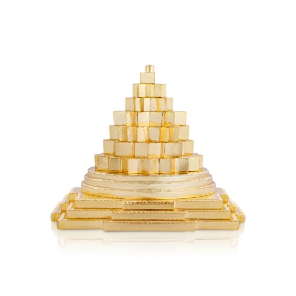 Maha Meru - 4 x 4 Inches | Gold Polish Sri Yantra  Sri Chakra Maha Meru for Pooja  1.460 Kgs Approx For Sale