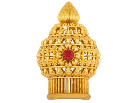 Half Vairamudi Crown - 2.5 x 1.5 Inches | Gold Polish With Single Stone Half Kiridam  Half Kireedam for Deity Online now