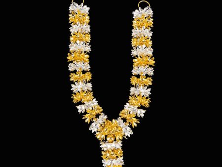 Artificial Flower Garland - 9 Inches | Silver & Gold Polish Lotus Design Artificial Mala for Decoration Cheap