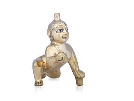 Crawling Krishna Murti - 4 x 4 Inches | Antique Brass Idol  Crawling Krishna Idol for Pooja  400 Gms Approx Discount