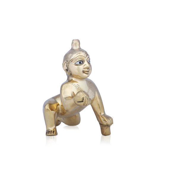 Crawling Krishna Murti - 4 x 4 Inches | Antique Brass Idol  Crawling Krishna Idol for Pooja  400 Gms Approx Discount