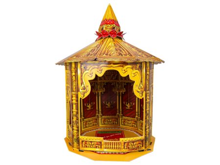 Ganpati Decoration Mandir - 7 x 6.5 Inches | Suvarna Makhar Design Paper Mandir  Eco Friendly Mandir Decoration For Discount