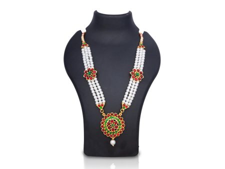 Kemp Necklace - 5 Inches | Pearl Necklace  Multicolour Stone Necklace  Bharatanatyam Jewellery for Women on Sale