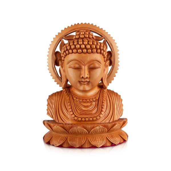 Buddha Bust Statue With Base - 5 x 4.5 Inches | Wooden Statue  Buddha Idol  Buddha Murti for Pooja Online Sale