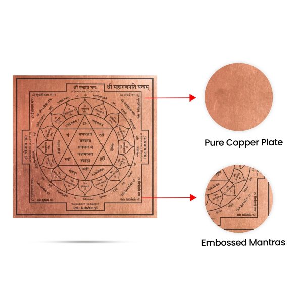 Ganesha Yantra - 3 x 3 Inches | Ganapati Yantra  Copper Yantra for Pooja For Sale