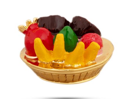 Artificial Fruits Basket - 1 x 2 Inches | Fake Fruit Basket  Metal Gold Polish Artificial Fruits With Plate for Home Fashion