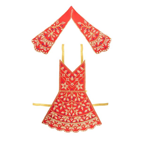 Radha Dress - 12 Inches | Embroidery Radha Rani Dress  Radhai Fancy Dress for Deity Supply