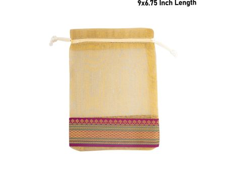 Thamboolam Bag Set - 9 x 6.75 Inches | 5 Pcs  Jari Border Design Potli Bag  Tambula Bag for Wedding  Assorted Colour on Sale