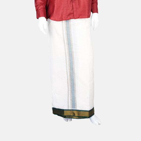 Veshti - 10 x 6 Yards | 7 Kan Mayilkan Dhoti  Half White Colour Vesti for Men Discount