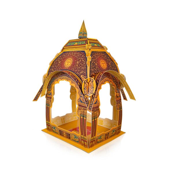 Ganpati Decoration Mandir - 10 x 7 Inches | Surya Makhar Design Paper Mandir  Eco Friendly Mandir Decoration For Cheap