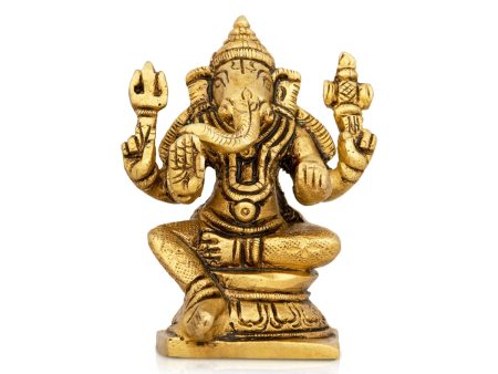 Ganesh Murti - 2 x 4 Inches | Antique Brass Idol  Sitting Ganpati Murti for Pooja  250 Gms Approx Online Hot Sale