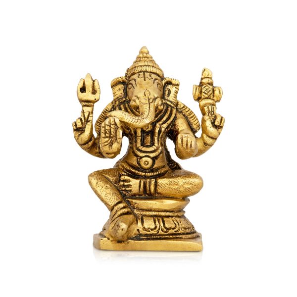 Ganesh Murti - 2 x 4 Inches | Antique Brass Idol  Sitting Ganpati Murti for Pooja  250 Gms Approx Online Hot Sale