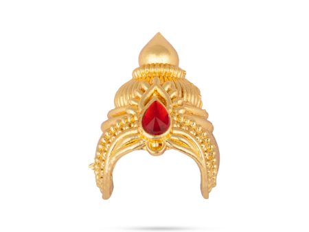 Half Kireedam - 1.5 x 1 Inches | Gold Polish Half Kiridam  Mukut  Single Stone Half Crown for Deity Fashion