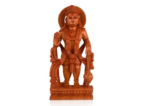 Anjaneya Statue - 8 x 3.5 Inches | Wooden Statue  Standing Hanuman Statue for Pooja Supply