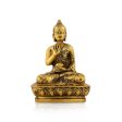 Buddha Statue Sitting On Flower Base - 5 x 3.5 Inches | Aluminium Buddha Murti  Gold Polish Buddha Idol for Home Online Hot Sale