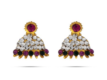 Stone Earring Pair - 0.5 Inch | Stud Earring  Multicolour Stone Karnapathiram for Deity  5 Gms Approx Cheap