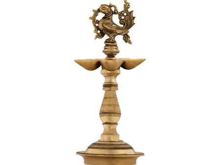 5 Face Vilakku With Annam Design - 9.5 x 5 Inches | Antique Brass Lamp  Brass Deepam for Pooja  1.630 Kgs Approx Online now