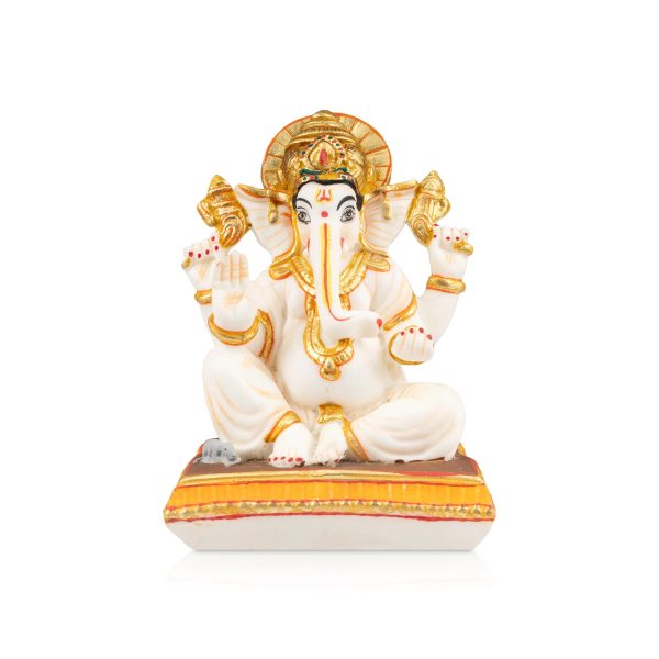 Ganesh Murti - 7 x 5 Inches | Resin Statue  Painted Vinayagar Statue  Ganesha Statue for Pooja Online